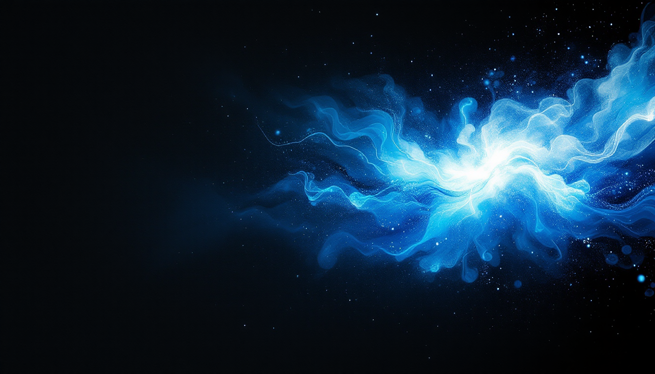 Watercolor burst of cyan light on near-black